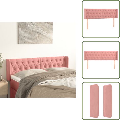 Testiera rosa - vidaXL Testiera ad Orecchio Rosa 163x16x78/88 cm in Velluto - Testiera regolabile