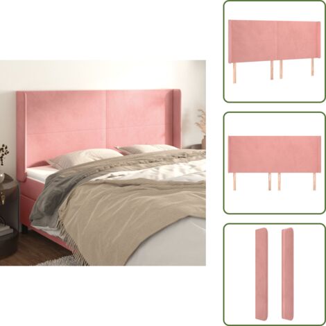 Testiera rosa - vidaXL Testiera ad Orecchio Rosa 203x16x118/128 cm in Velluto - Testiera regolabile