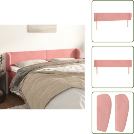 Testiera rosa - vidaXL Testiera ad Orecchio Rosa 203x23x78/88 cm in Velluto - Testiera regolabile