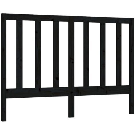 Testiera SKM nera, 146x4x100 cm, in legno massello di pino.