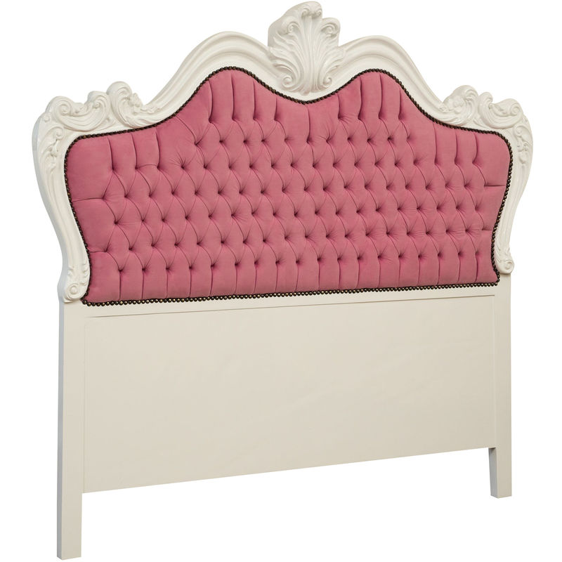 Testiera letto matrimoniale imbottita rosa 173x163x10 cm Testata matrimoniale artigianale legno bianco Testata in stile barocco