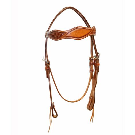 Testiera western in cuoio con decorazione basket: Full, Golden Brown 05