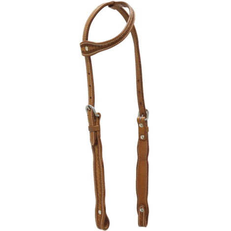 Testiera western Triple S a orecchio con decorazione floreale e fibbie in acciaio inox - chestnut rosso