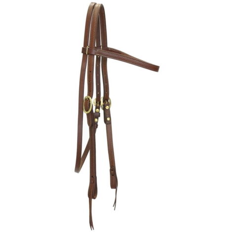 Testiera western Triple S in cuoio oliato liscio con fibbiera in ottone - chestnut rosso