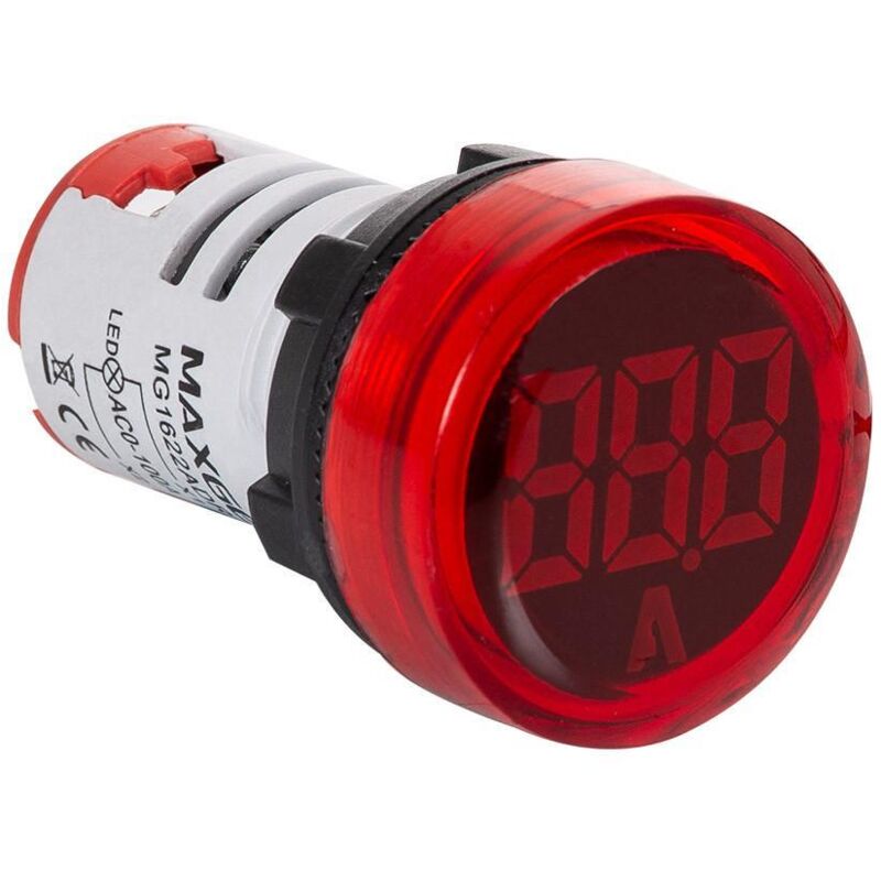 

Testigo Luminoso MAXGE con Amperímetro 0-100A Ø22mm Rojo - Rojo
