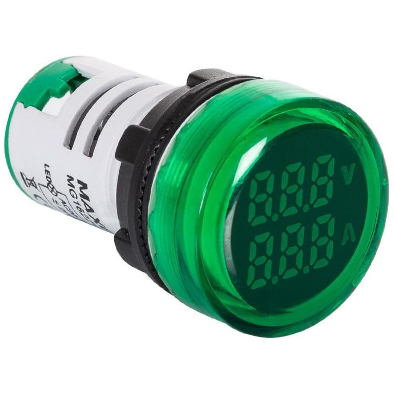 

Testigo Luminoso MAXGE con Voltímetro 20-500V y Amperímetro 0-100A Ø22mm Verde - Verde