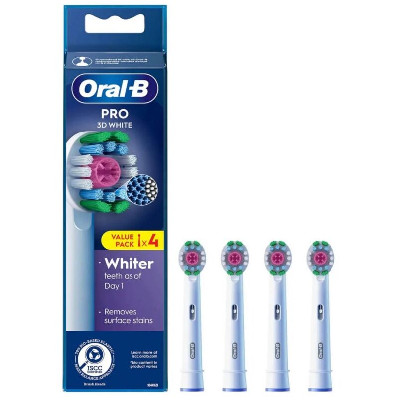 Testine per spazzolino elettrico Oral-B 3D White, bianche, 4 pezzi