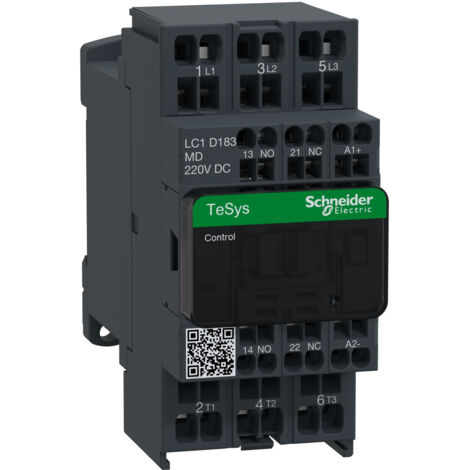 TeSys LC1D contacteur 3P AC-3 440V 18A bobine 220Vcc SCHNEIDER LC1D183MD
