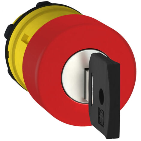 tête arrêt d'urgence - rouge - a clé - d30 - schneider zb5as934