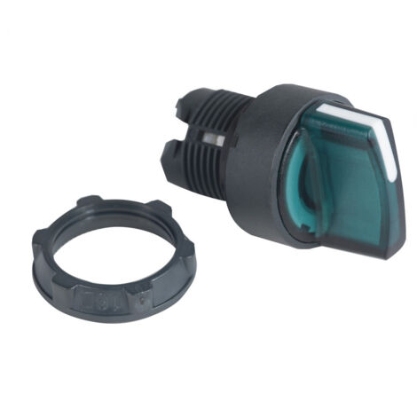 tête - bouton tournant lumineux - 2 positions - fixe - vert - schneider zb5ak1233