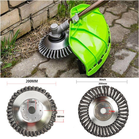 Tête Brosse Désherbage Métallique,Coupe-herbe Débroussailleuse de 200 mm de diamètre Brosse métallique Débroussailleuse Peut éliminer efficacement les mauvaises herbes