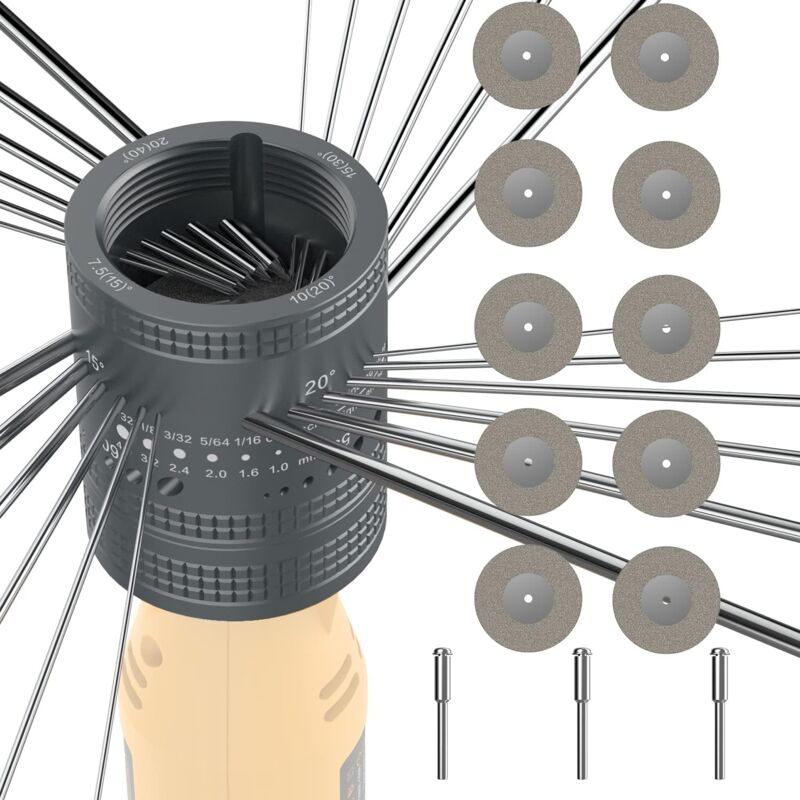 Tête d'affûtage d'électrode en tungstène, outil de soudage TIG avec fente de coupe avec 6 tailles 8 angles, 48 trous, 10 roues doubles diamantées, 3