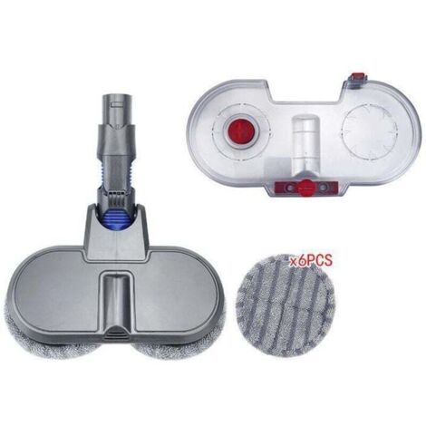 Tête de balai électrique pour aspirateur sans fil Dyson V6V7V8V10V11 avec réservoir d'eau amovible , 6 balais lavables，gris