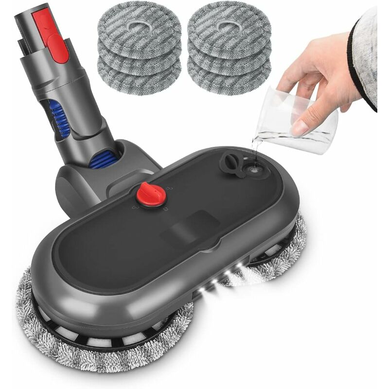 Tête de Balai Electrique pour Dyson V15 V11 V10 V8 V7 Avec Réservoir, led Lumière et 6 Vadrouille Lavable