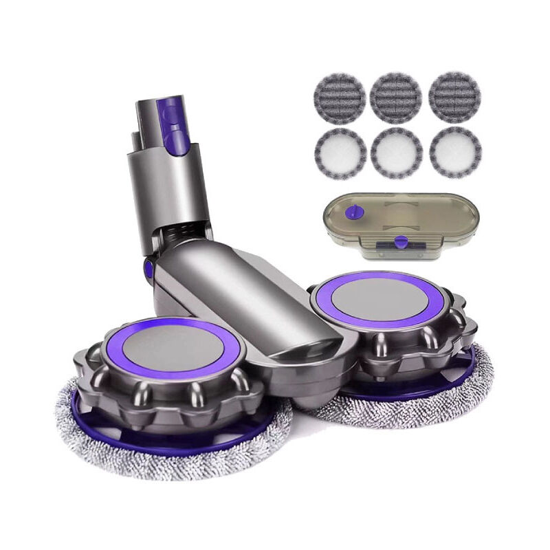 Tête de balai électrique pour nettoyage humide et sec compatible avec Dyson V6 V7 V8 V9 V10 V11 + réservoir d'eau + 6 têtes de balai