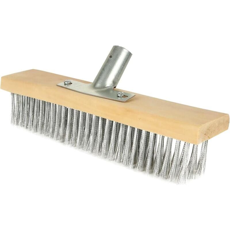 SNQ - Tête de balai métallique robuste en acier inoxydable pour terrasse, garage (poignée non incluse)