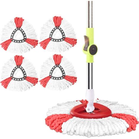 Tête de Balai Serpillère en Microfibre Tête de Vadrouille Rechange 2 en 1 Tête de Balai à Franges Triangulaire Tete Serpillère -4 Pcs-Fei Yu