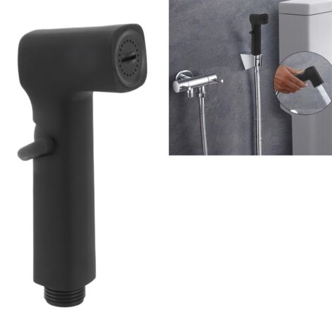 Tête de bidet noir ABS fixe, sprayer de toilette ergonomique, sprayer lavabo portable T-valve incl. pour hygiène fem., lavage enfant, pets