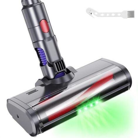 Tête de Brosse à Turbine pour Brosse de Sol pour Dyson V7 V8 V10 V11 V15, Pièces de Rechange avec 4Lumières LED pour Tapis et Sols