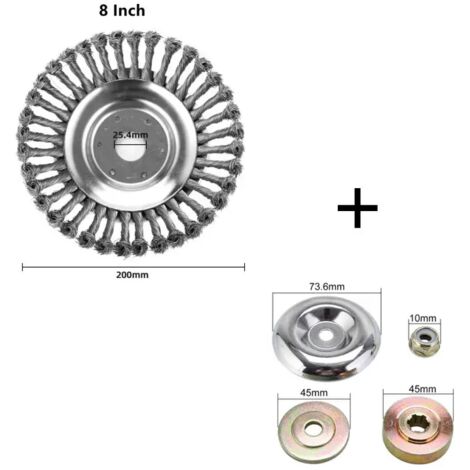 Tête de brosse métallique ronde de 20 cm pour tondeuse à gazon, coupe-bordures et débroussailleuse - AquaForge