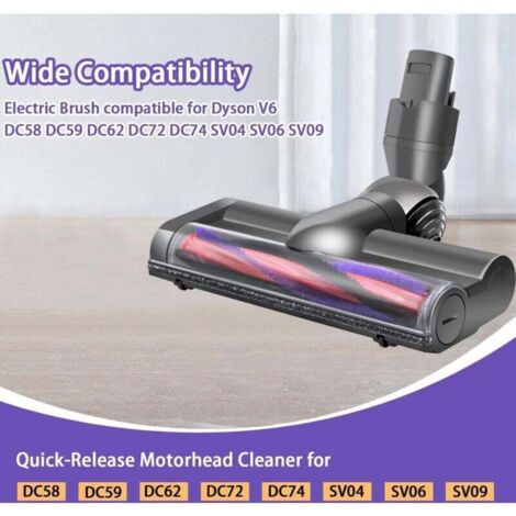 Tête de brosse pour Dyson V6 DC58 DC59 DC62 DC72 D74 SV04 SV06 SV09 Brosse électrique pour Dyson V6 DC58 DC59 DC62 DC72 D74 Accessoire de tête d'aspirateur pour Dyson V6