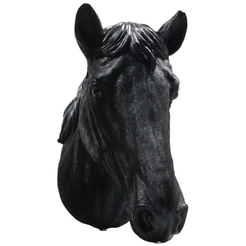 Tête de cheval noir en résine 15 x 21 x 30 cm