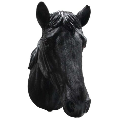 Tête de cheval noir en résine 15 x 21 x 30 cm