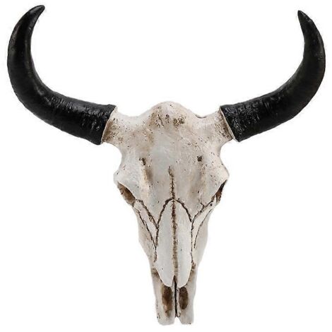 Tête de crâne de vache Longhorn en résine, décoration murale, sculpture animalière 3D.