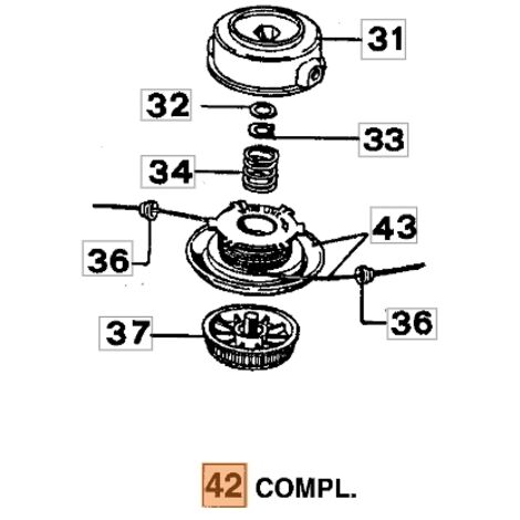 Tête de débroussailleuse en nylon ORIGINAL EMAK modèles 433BP 60012020A