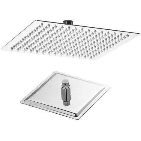 Tête de douche carré 200x200mm, acier inox chromé, articulée - chromé