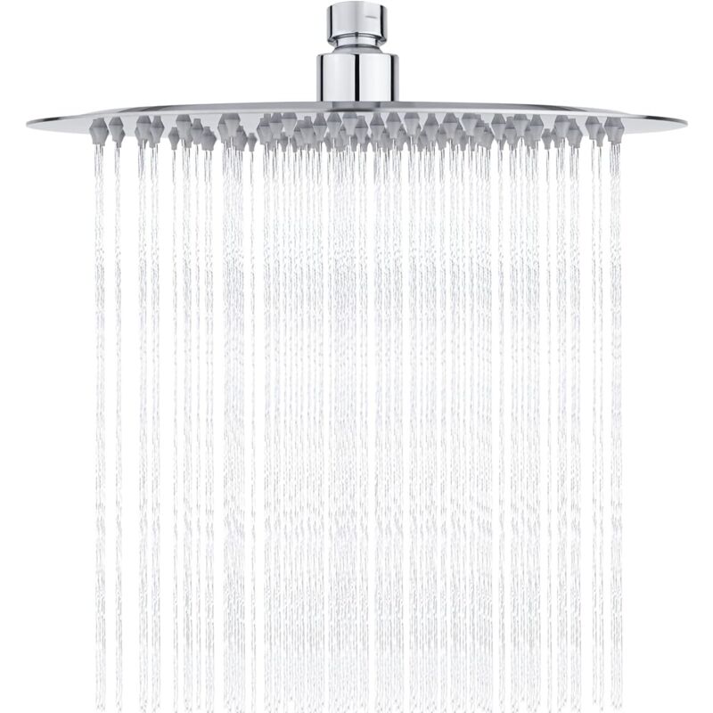 Tete de Douche Inox - Douche Economie d'Eau, Pommeau de Douche Ronde 25CM, Tete de Douche Pluie Universelle Filetage 1/2 Pouce, Rotatif 360°,