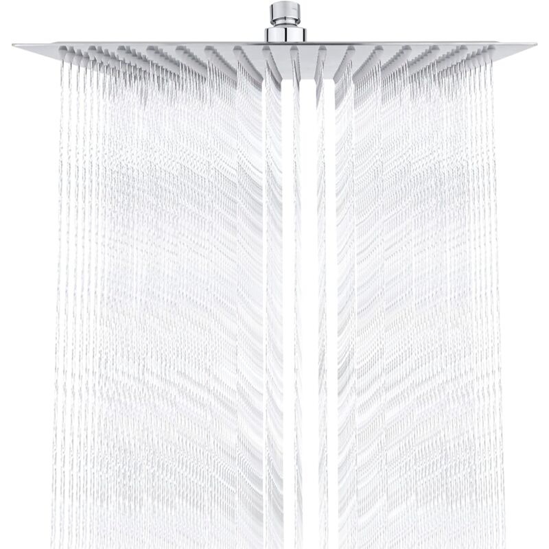 Tete de Douche Inox - Economie d'Eau, Pommeau Carré 30CM, Tete Pluie Universelle Filetage 1/2 Pouce, Rotatif 360°, Inclinable 30°, Facile à Installer