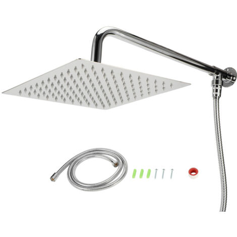 Tête de Douche Murale en Acier Inoxydable 25 cm avec Filetage G1/2 - Accessoires de Douche Pluie pour Salle de Bain