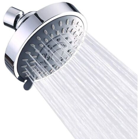 Tête de Douche, Pommeau de Douche Fixe, Pomme de Douche Anti Calcaire, Tete de Douche Haute Pression, Pommeau de Douche Pluie à Économie d'Eau Ajustable 5 Réglages, 2,5 GPM
