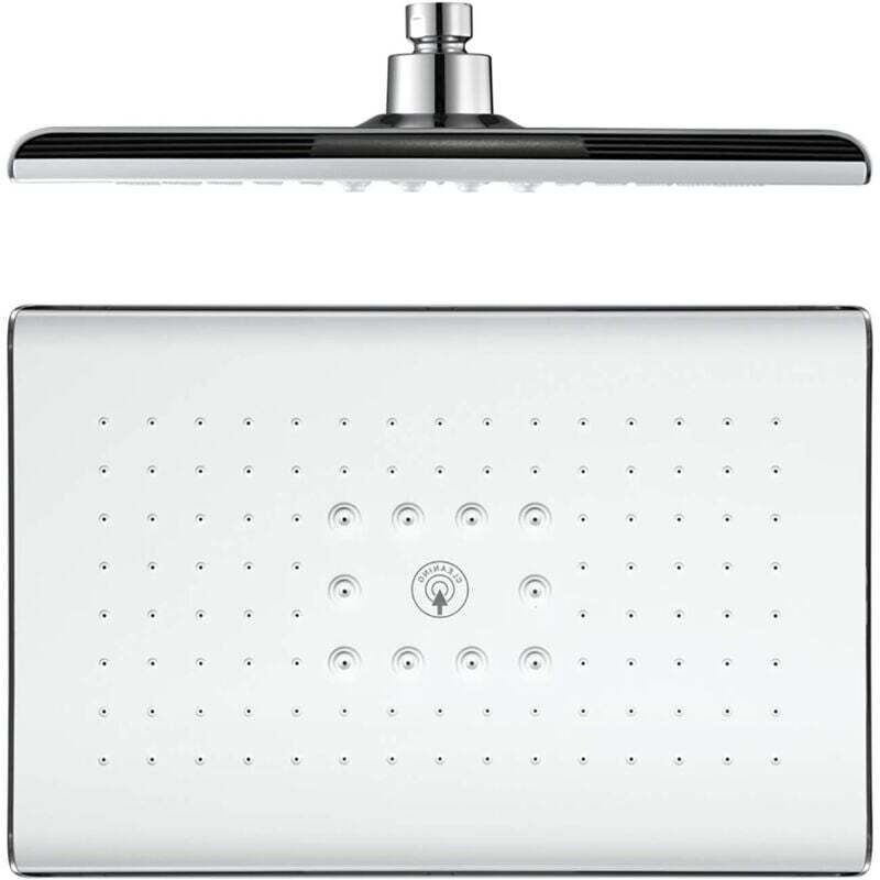Tête de Douche, Rectangle Pommeau Douche Fixes ABS Tête de Douche Pluie Economie d'eau Haute Pression Pomme de Douche Pluie, G1/2" Connexion,Blanc