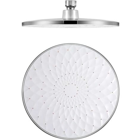 Tête de Douche. Ronde 9 Pouces Pommeau Douche Fixes ABS Tête de Douche Pluie Economie d'eau Haute Pression Pomme de Douche Pluie. G1/2" Connexion.Blanc