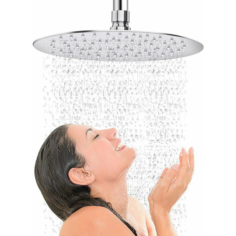 Tete de Douche Ronde, Pomme de Douche en Acier Inoxydable 304, 10 Pouces, G1/2" Connexions Standard Threads