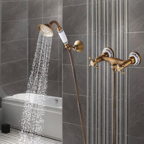 Tête de Douche Vintage en Cuivre avec Flexible et Installation Encastrée pour Salle de Bain