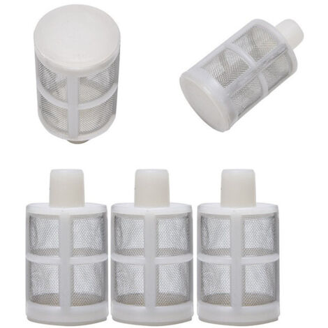 Tête de filtre à siphon flexible de 10 mm Tête de filtre en maille d'acier inoxydable 304 Kit de 5 accessoires de filtration anti-colmatage pour tuyau d'arrivée d'eau