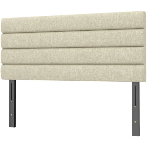 Tête de lit 140 cm, revêtue de lin, hauteur réglable sur 3 niveaux (106/116/126 cm), fixation murale, beige
