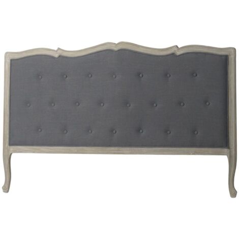 Tête de lit 180 cm en bois naturel et tissu gris - CHARMY NOIR