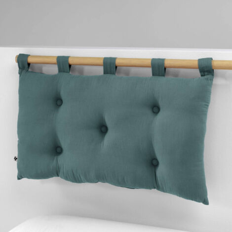 Tête de lit 5 boutons avec passants Gaze de coton 50 x 80 cm - Bleu