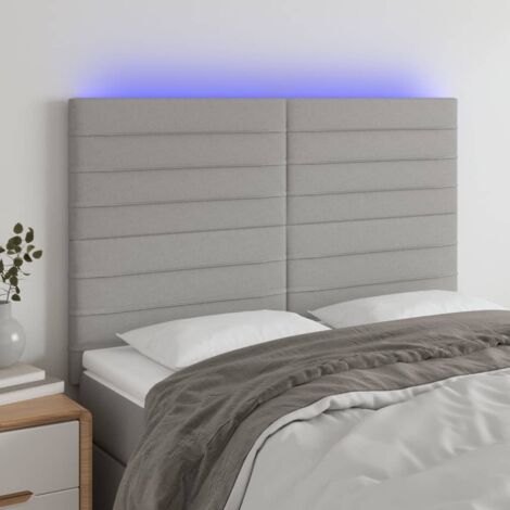 Tête de lit à LED  Armoire de tête de lit Gris clair 144x5x118/128 cm Tissu 10746