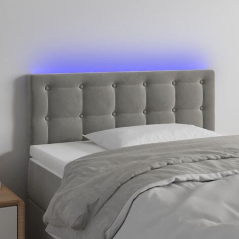 Tête de lit à LED  Armoire de tête de lit Gris clair 90x5x78/88 cm Velours 89775