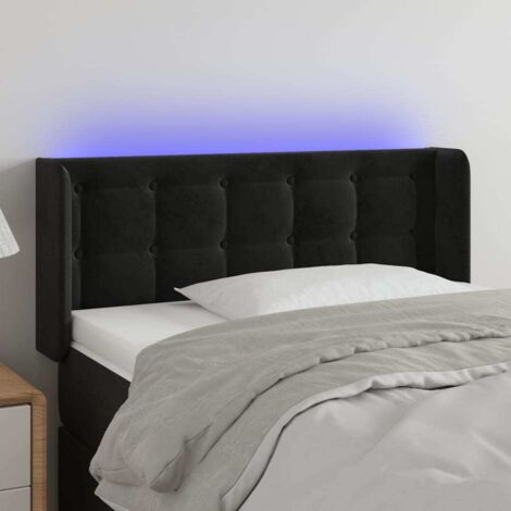 Tête de lit à LED  Armoire de tête de lit Noir 93x16x78/88 cm Velours 69779