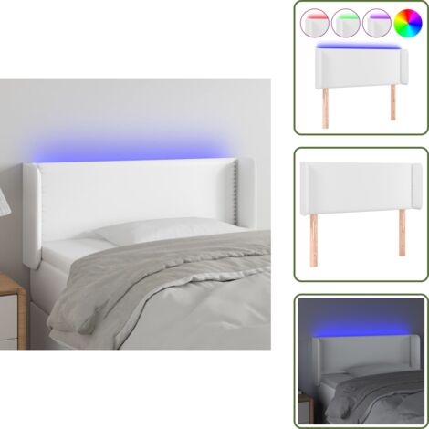 Tête de lit à LED Blanc 103x16x78/88 cm Similicuir - Tête De Lit Led - Tête De Lit Blanche - Tête De Lit Moderne - Tête De Lit Rembourrée - Têtière De Lit