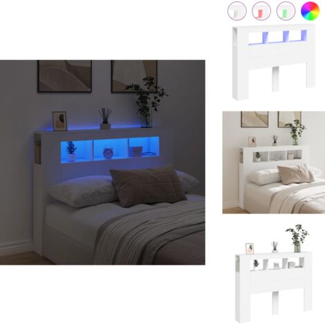 Tête de lit à LED blanc 140x18,5x103,5 cm bois d'ingénierie - Tête De Lit Led - Tête De Lit Moderne - Tête De Lit Blanche - Meuble De Chambre - Décoration Chambre
