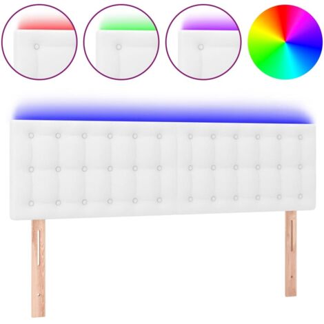 Tête de lit à LED Blanc 144x5x78/88 cm Similicuir