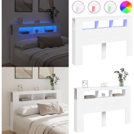 Tête de lit à LED blanc 160x18,5x103,5 cm bois d'ingénierie - Tête De Lit Led - Tête De Lit Moderne - Tête De Lit Blanche - Meuble De Chambre - Décoration Chambre - Home & Living