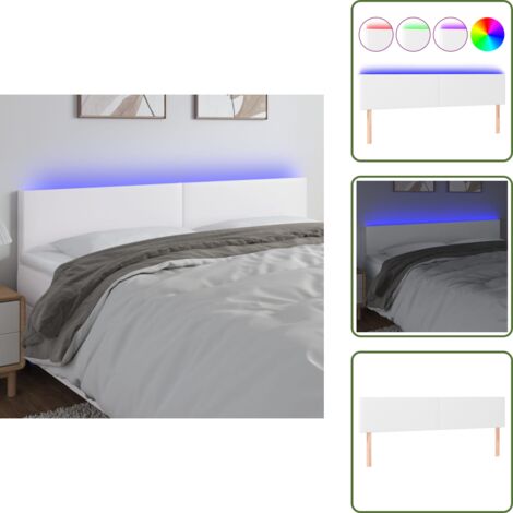 Tête de lit à LED Blanc 160x5x78/88 cm Similicuir - Tête De Lit Led - Tête De Lit Blanche - Tête De Lit Moderne - Tête De Lit Rembourrée - Simicuir
